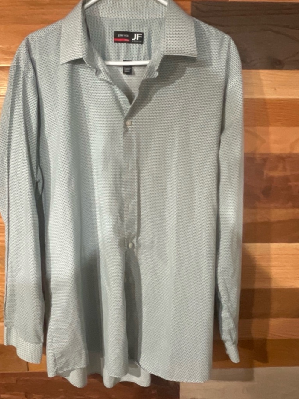 JF J. Ferrar Mens Sz XL White Button Up with Micro Geometric Print